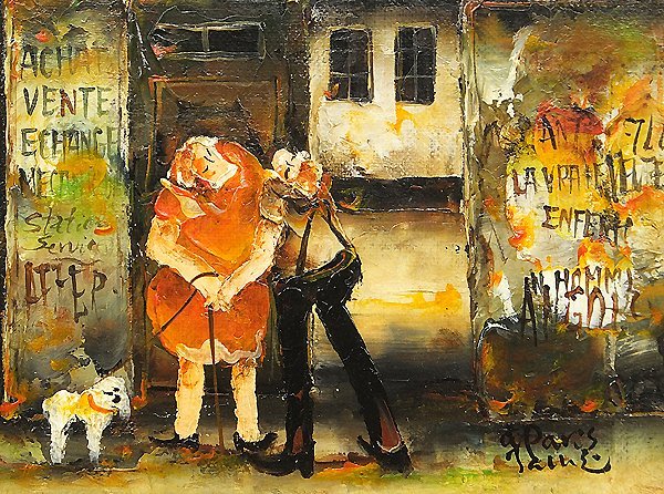 GLC】谷本ためひろ 「パリの下町」 油彩サムホール パリの吟遊詩人