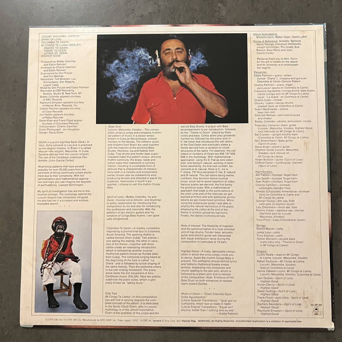 EDDIE PALMIERI / LUCUMI， MACUMBA， VOODOO LP レコード ライナー 