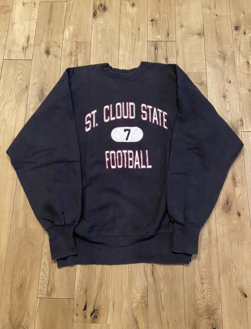 スペシャル 激レア ブラック ビンテージ 3段 プリント 黒 トリコタグ チャンピオン リバースウィーブ スウェット 90年代 カプセルプリント