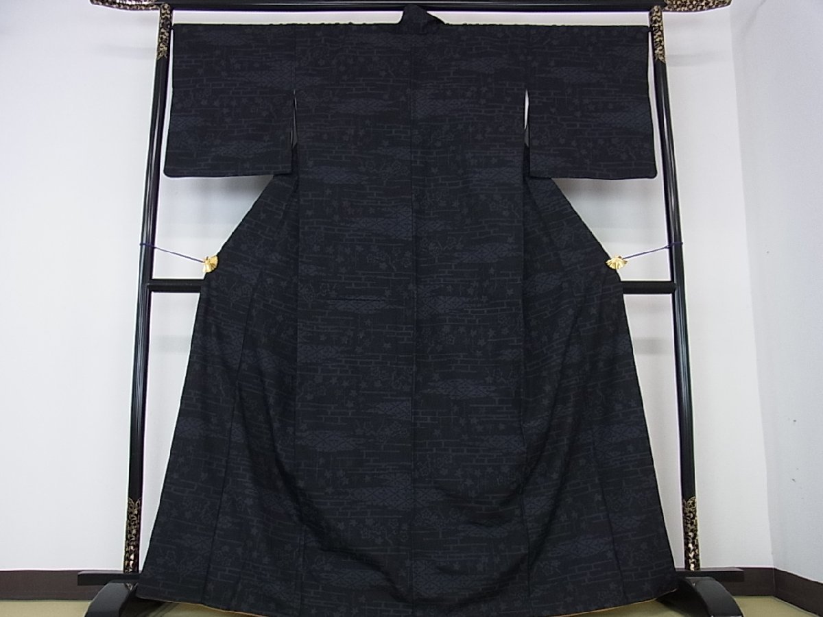 100亀甲 逸品 - 本場結城紬 | 花美人着物□本場結城紬 唐草文 ya1128 重要