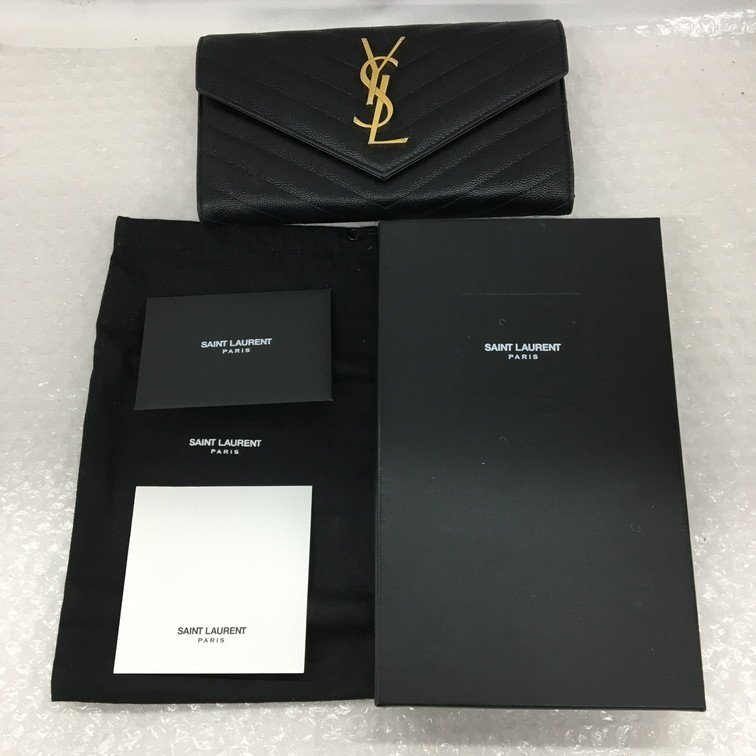 【ALBA5017】SAINT LAURENT サンローラン モノグラム CEP372264・1215 レザー 黒 ブラック 長財布 箱有り