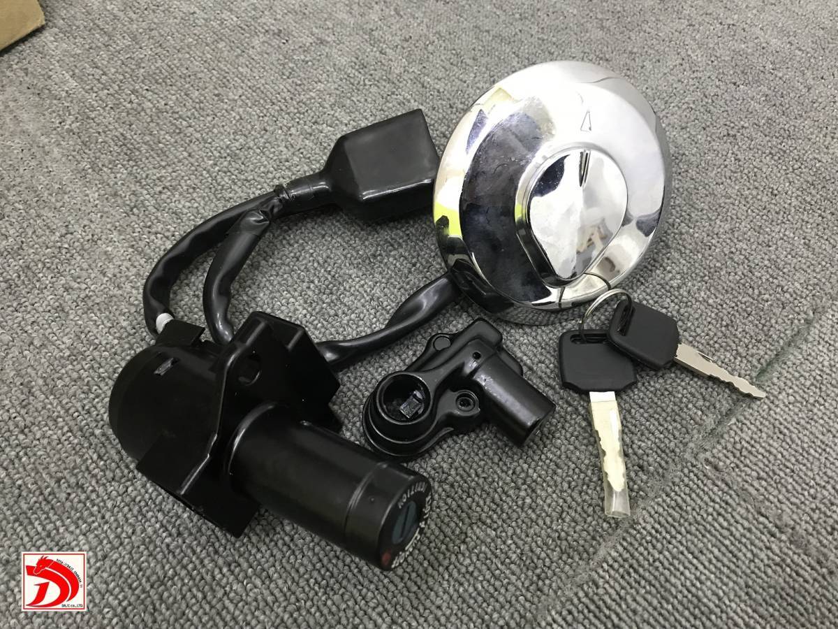 キーセットＣＢＸ４００Ｆ　/　メッキ CBX550F NC07 PC04キーシリンダーセット スペアキー メインキー タンクキャップ シート 純正リプロ