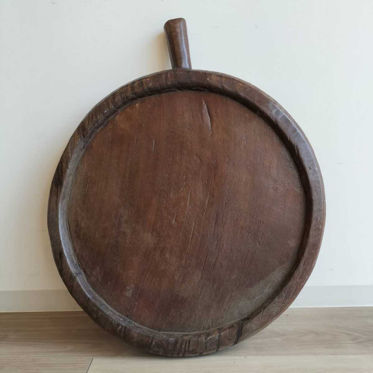 トレー お盆 木製 24cm 布貼り ミニ 木彫お盆 木の器 Φ60cm 厚み5.5cm