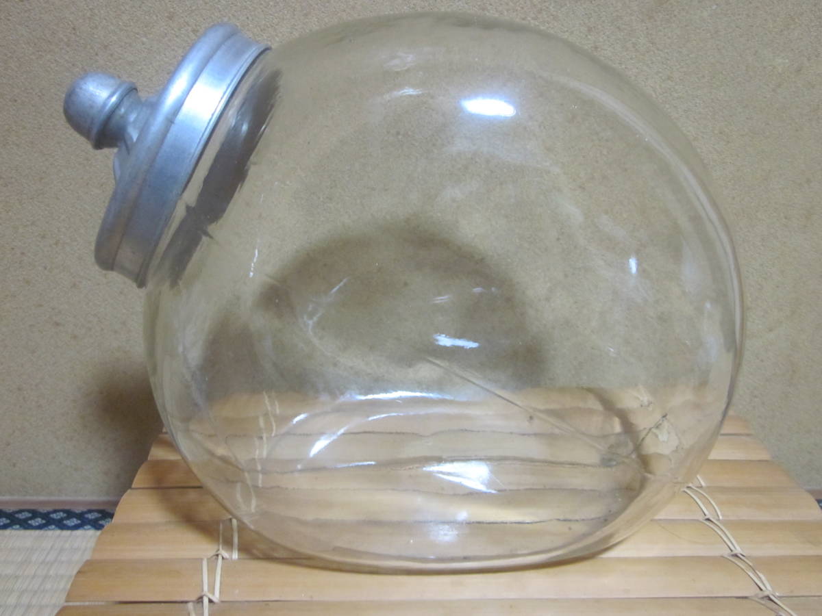 昭和レトロ ガラス瓶 キャンディポット 蓋付き 駄菓子屋 猫瓶 昭和初期