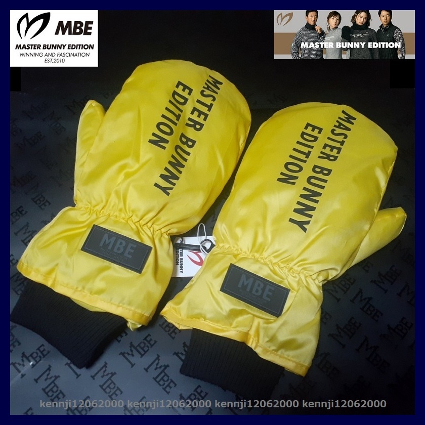 限定完売 新品 正規品 マスターバニーエディション by パーリーゲイツ TOUR-M 暖か保温 防寒 中綿 ハンドウォーマー ミトン イエロー L MBE