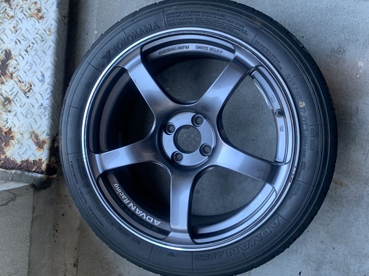 希少PCD98！ADVAN RACING TC-4 7.5J +35 4穴17インチ , タイヤA052 215 