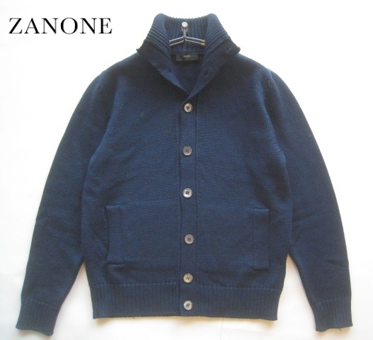 極上イタリア製!!ザノーネ ZANONE*立ち襟ウールニットカーディガン 48