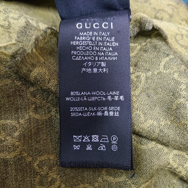 グッチ GUCCI ストール(ショール) - ウール×シルク カーキ GG柄