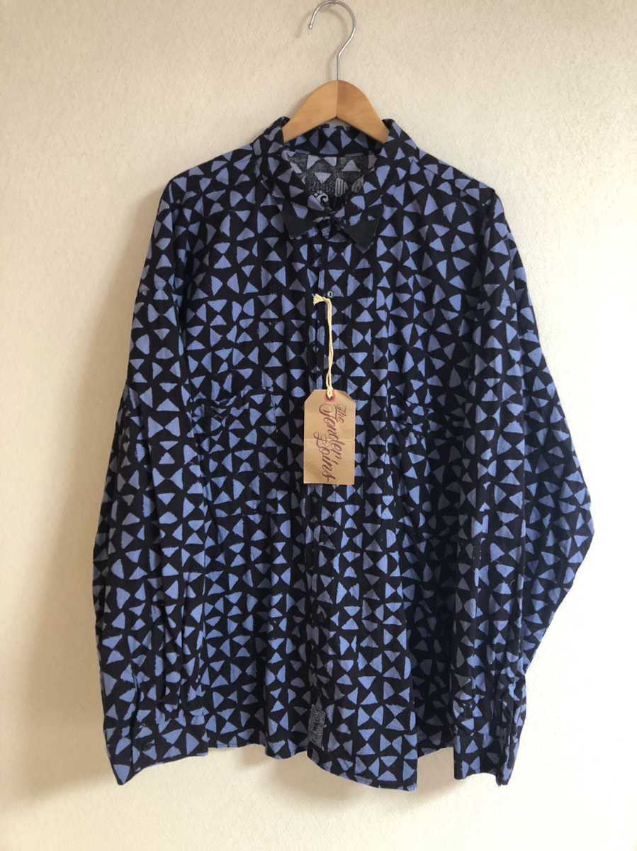 TENDERLOIN テンダーロイン PRINT FLANNEL SHT トライアングル プリント フランネルシャツ XL ネルシャツ 中古良品 ブラック/ブルー