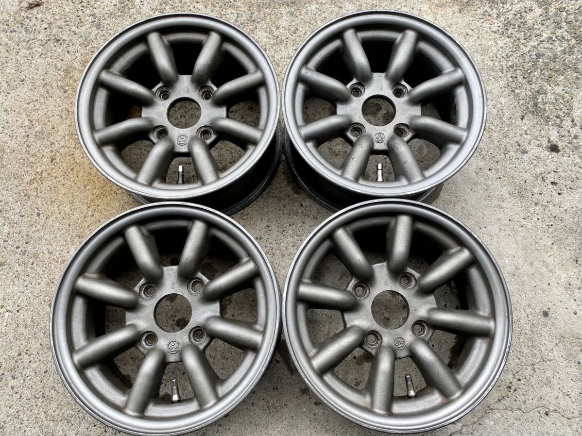 「旧車」中古アルミホイール 「ワタナベ」13x6J+21 PCD:114.3 4穴　ハブ径:63 4本セット出品　　当時物