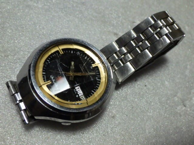 セイコー　アドバン　自動巻き　25石　6106-7680　カットガラス　黒文字盤　アンティーク　ジャンク　ｗ010609