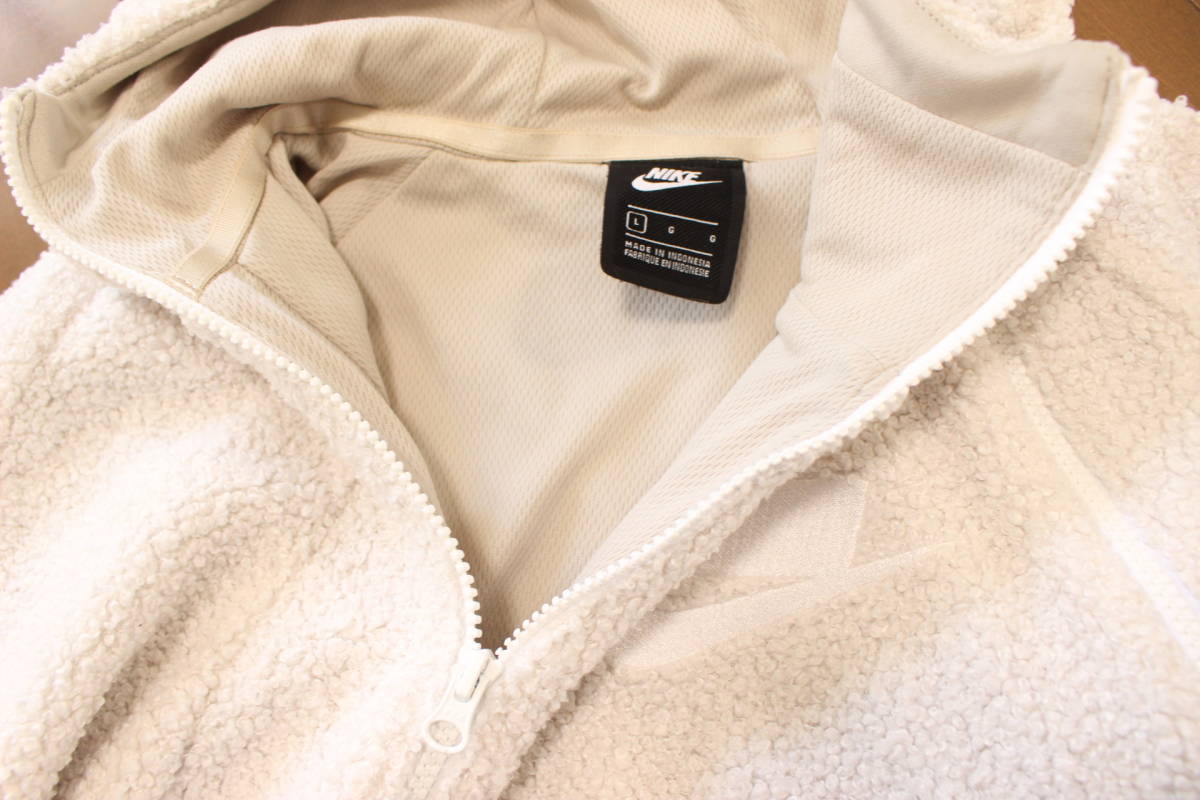 3949 NIKE ナイキ ロゴ ボア ブルゾン パーカー フーディー 白 