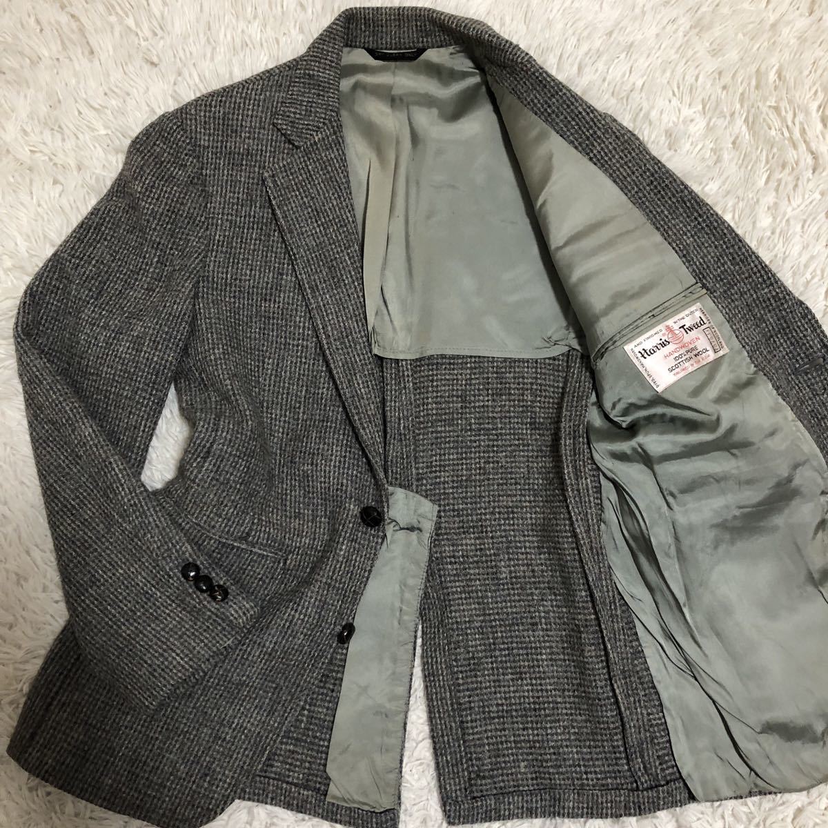 希少 千鳥柄】ハリスツイード HARRIS TWEED くるみボタン 胡桃 