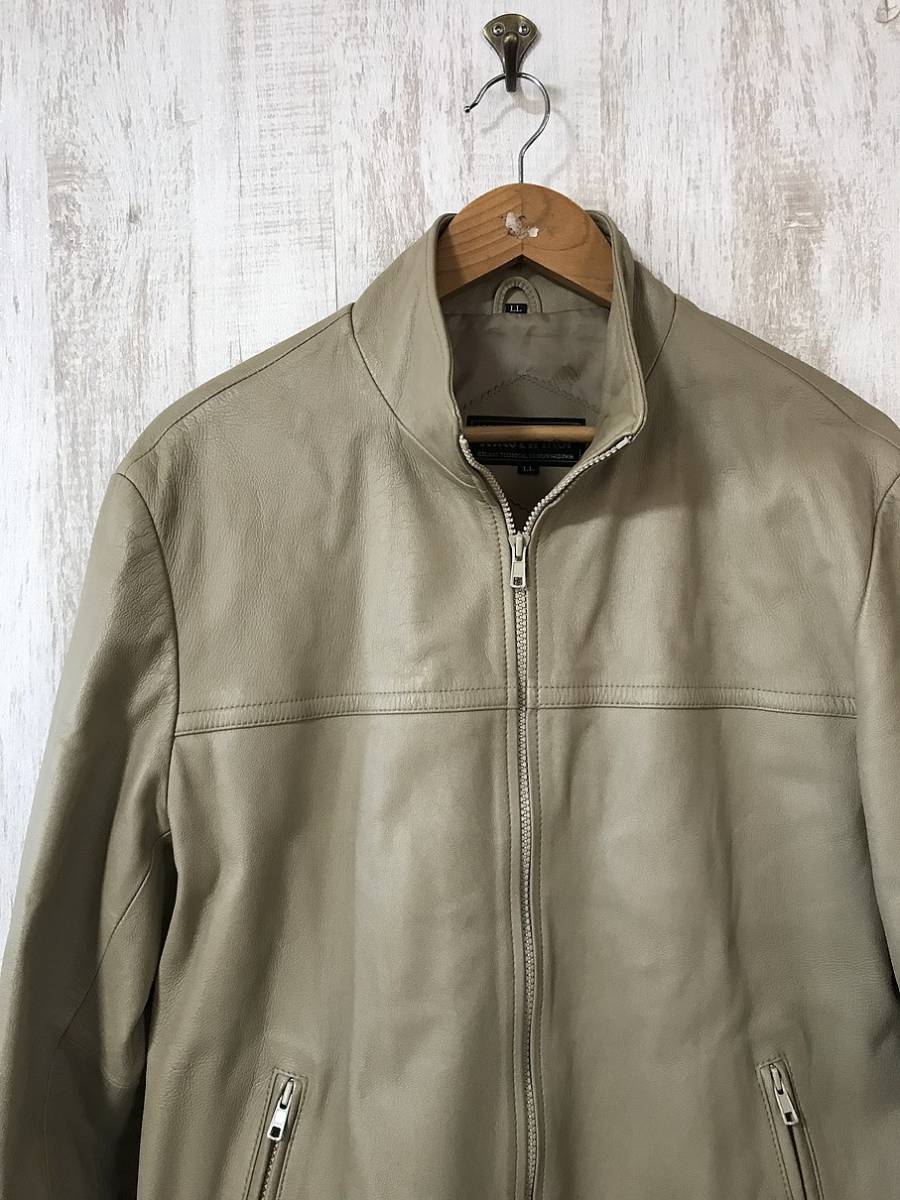 768☆【イタリア製皮革使用 羊革 ラムレザー シングルライダースジャケット】Wind Armor ウィンドアーマー LL ベージュ