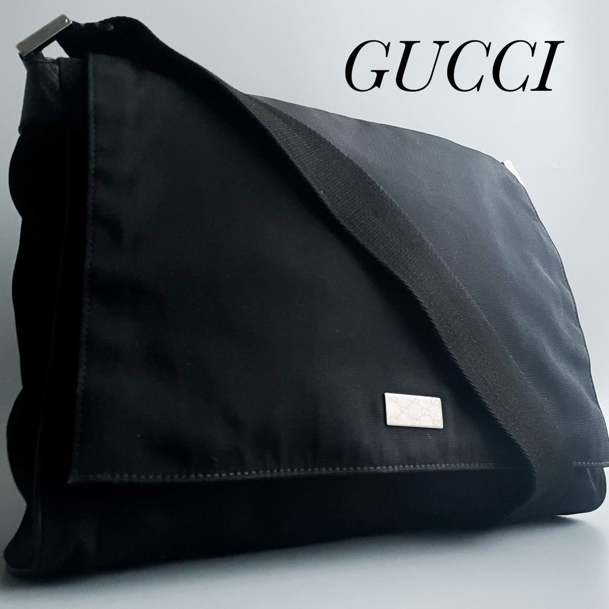 1円【美品】GUCCI グッチ ショルダーバッグ メッセンジャー A4収納 