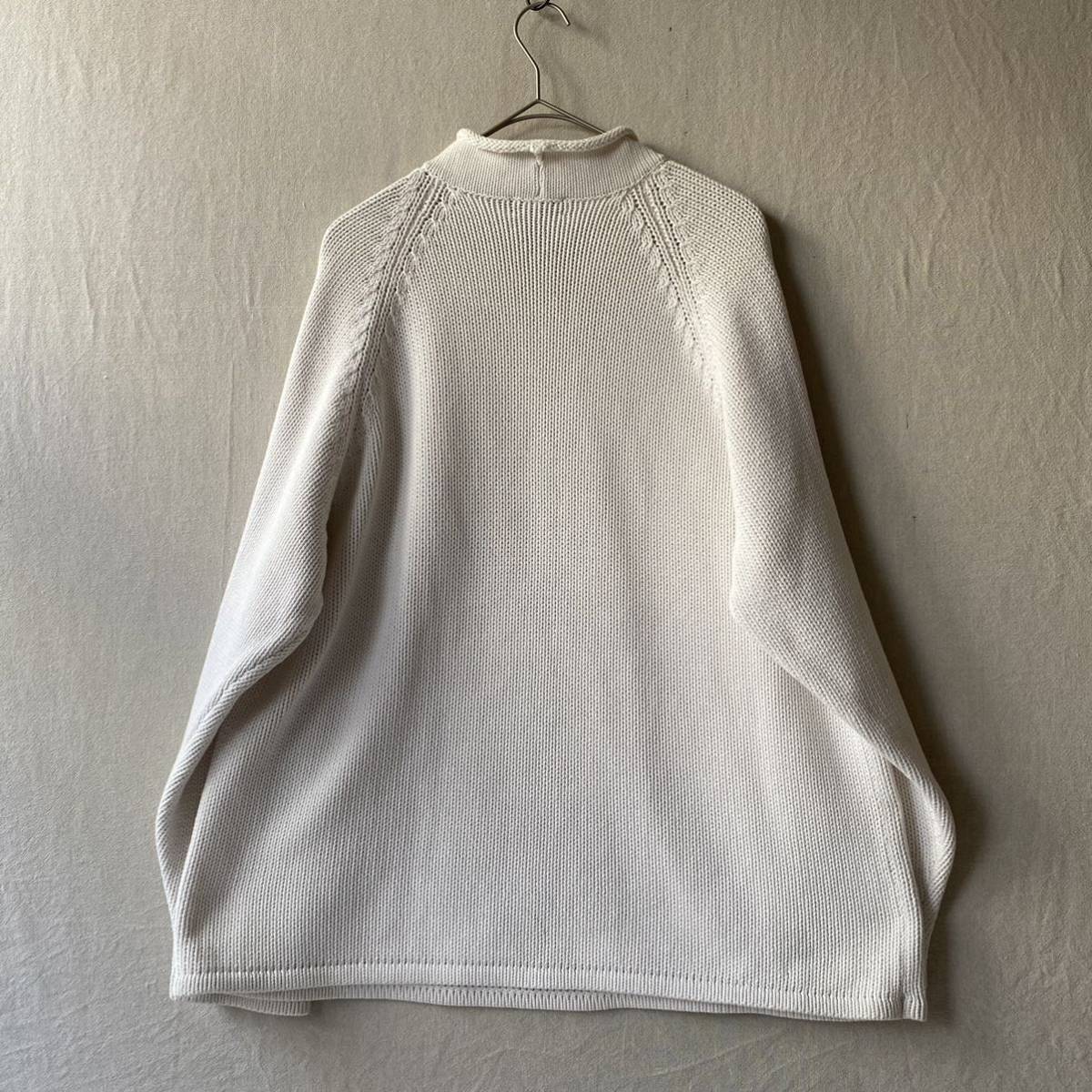 90s J.CREW コットン ニット ロールネック セーター / M ホワイト