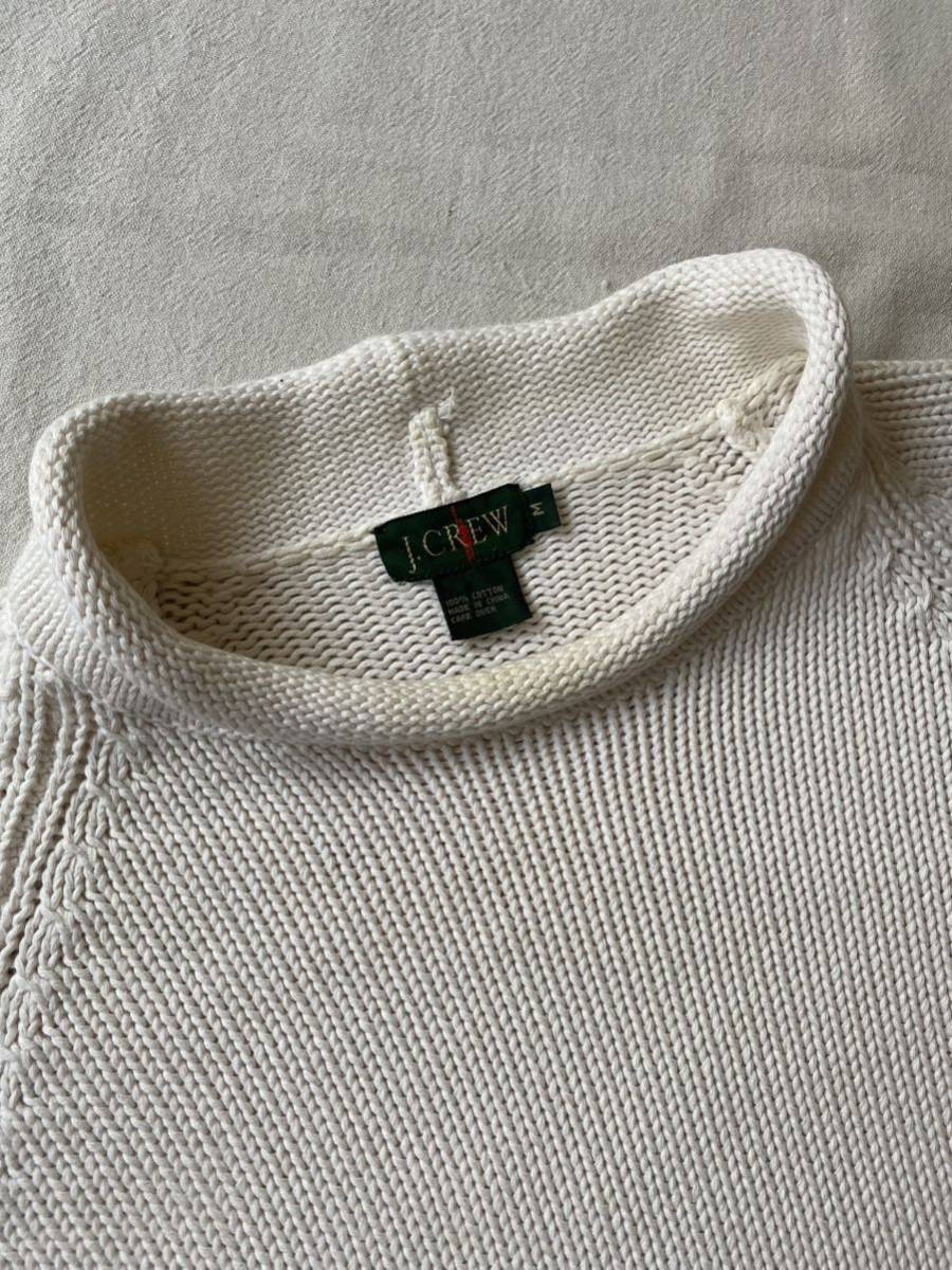 90s J.CREW コットン ニット ロールネック セーター / M ホワイト