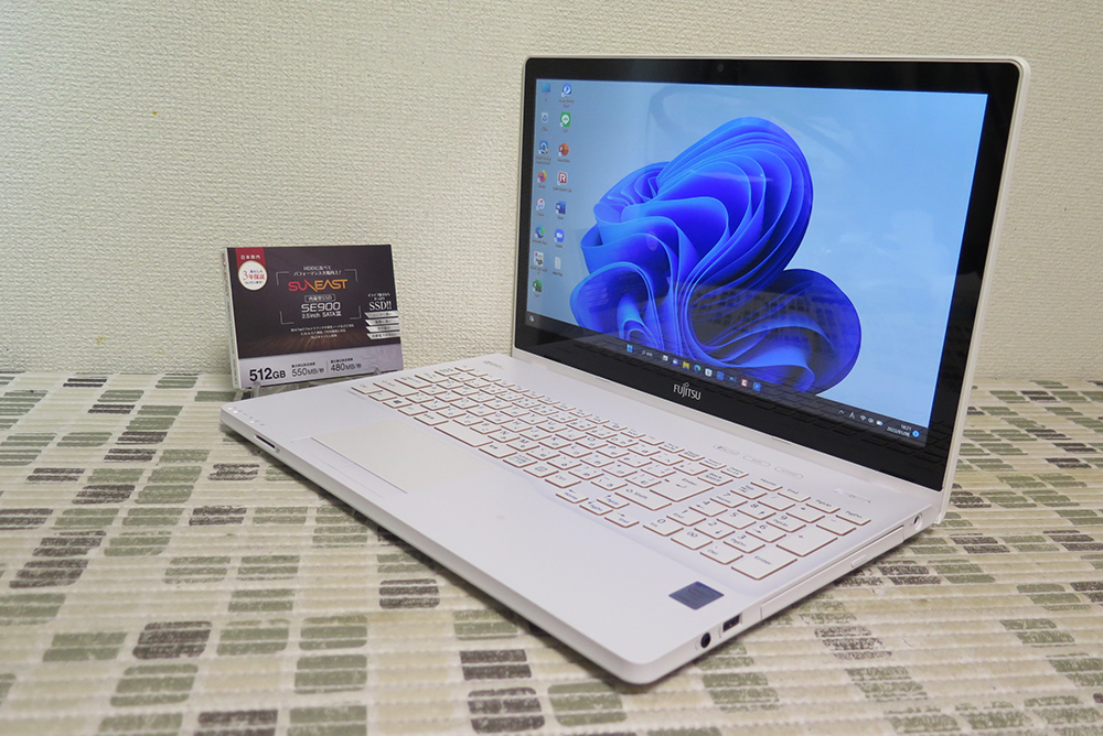 タッチパネル【高速Core i7(Haswell)+メモリ8GB★爆速新品SSD512GB】富士通 AH77/U 最新Win11+Office2019 H&B ★ Blu-ray/Wi-Fi/Webカメラ