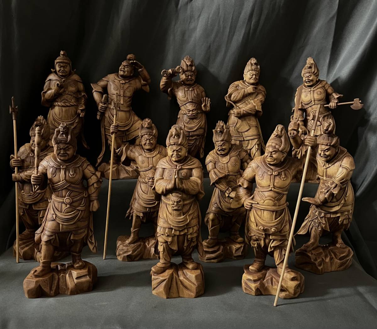 総柘植材 精密細工 古美術 時代木彫 仏教美術 薬師12神将像一式 総柘植材 精密細工 古美術 珍品 仏教 木彫のYahoo!オークション(旧