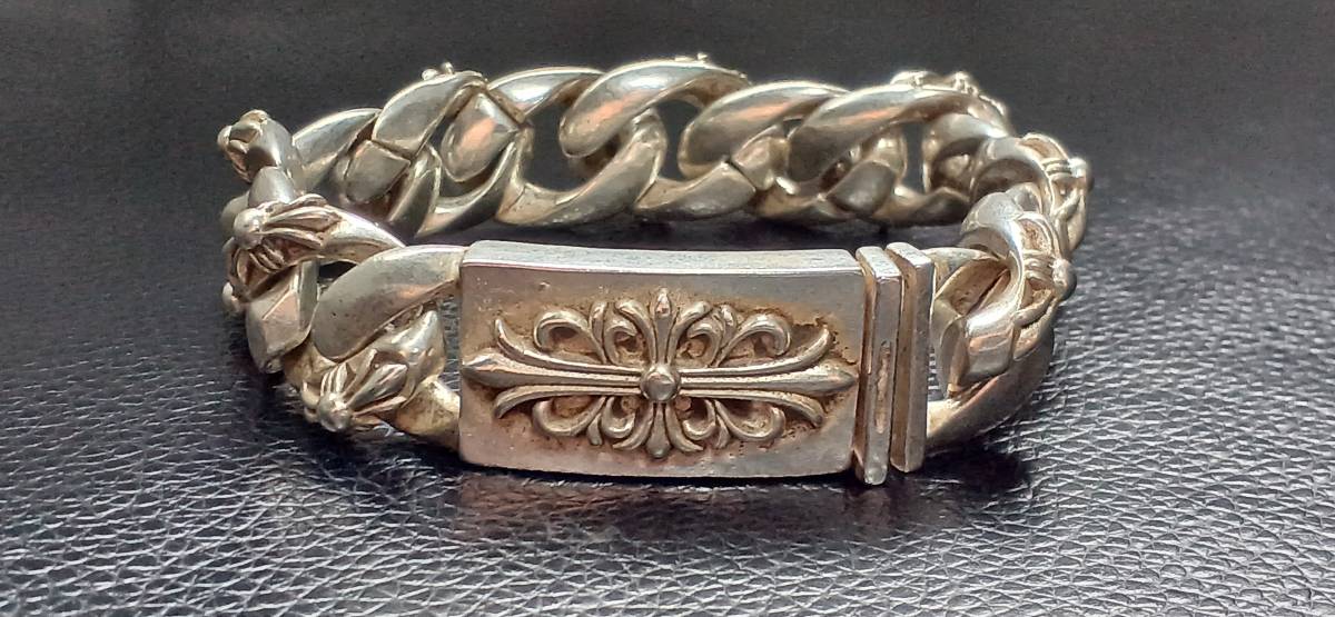 1円スタート　シルバー925　フローラルファンシーチェーンブレス　ブレスレット　90グラム　