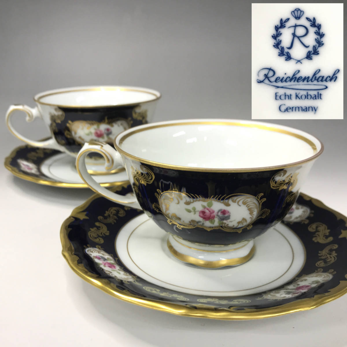 得価，人気SALE BF2/59 Reichenbach ライヒェンバッハ カップ＆ソーサー ２客 Echt Kobalt コバルト 金彩 洋食器 ティーカップ コーヒーカップ(コーヒー、ティー兼用)｜売買されたオークション情報、yahooの商品情報 茶器