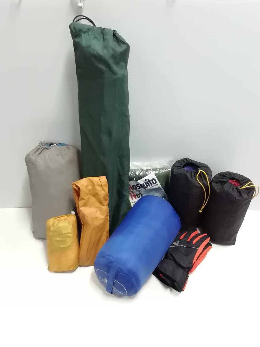 アウトドアセット　まとめて　キャンプ　登山　寝袋　シュラフ　EUREKA CAPTAIN STAG　インフレータブルマット　中古　現状品　　