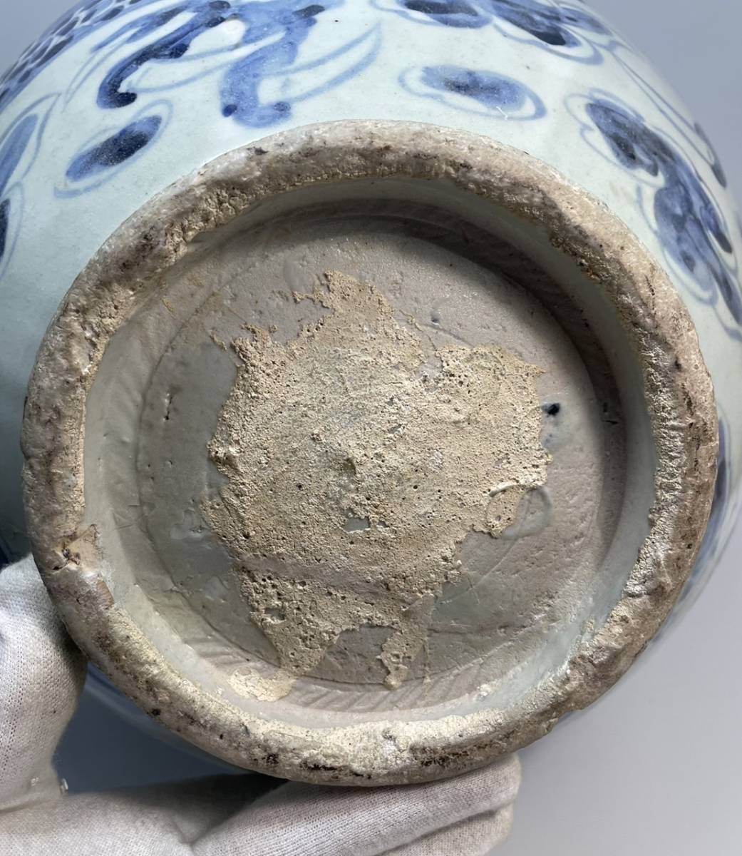 朝鮮美術 李朝 白磁染付 雲龍紋様 大壺 李朝染付雲龍文瓶（