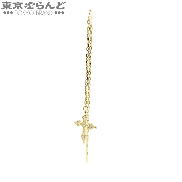 101630782★ローリーロドキン loree Rodkin アメリカン ゴシック クロス ダイヤモンド ピアス K18YG イエローゴールド 十字架 単品 仕上済