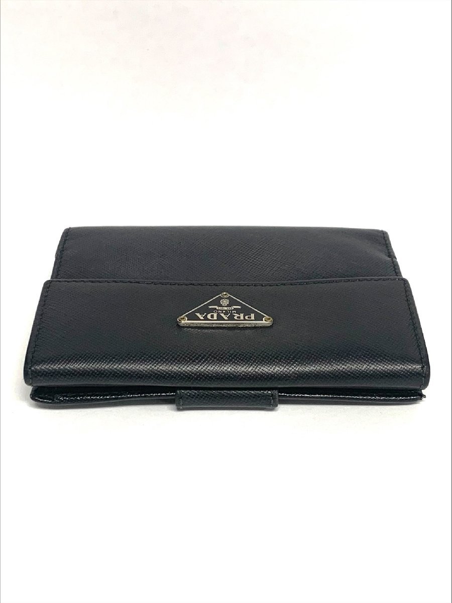 80】1円～ PRADA プラダ Wホック 二つ折り財布 レザー サフィアーノ