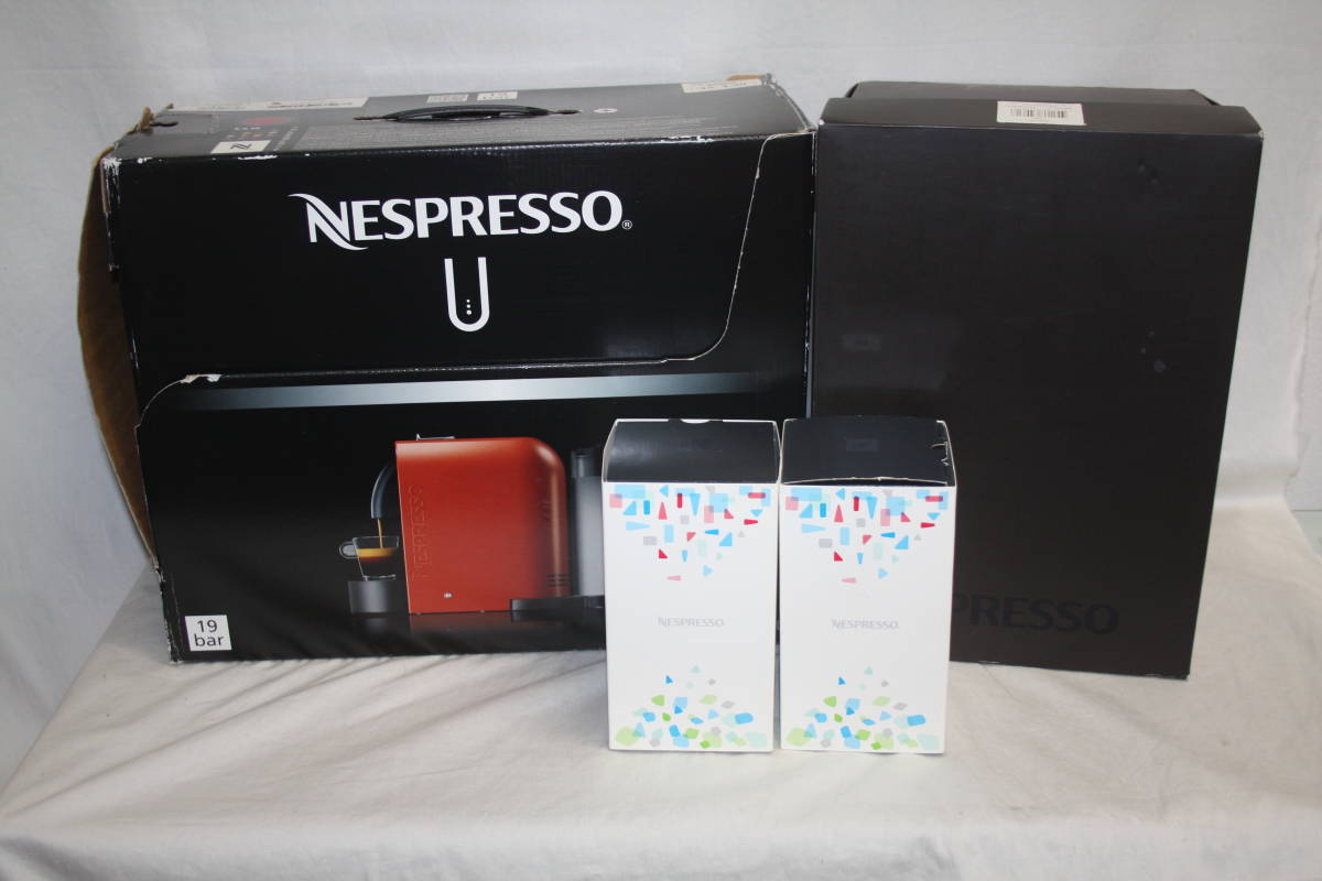 【未使用・長期保管品】NESPRESSO　ネスプレッソ　U　D50　コーヒーメーカー　オレンジ　ホルダー　トーテム　ヴェーシェーカー　グラス
