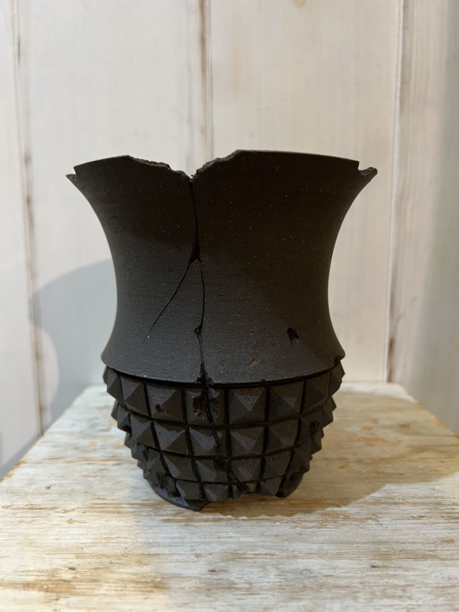 新品未使用 kikko 吉光窯 Broken Studs pot Lサイズ Lsize φ13.5cm × H14.5cm rlf invisible ink カタチ製作所