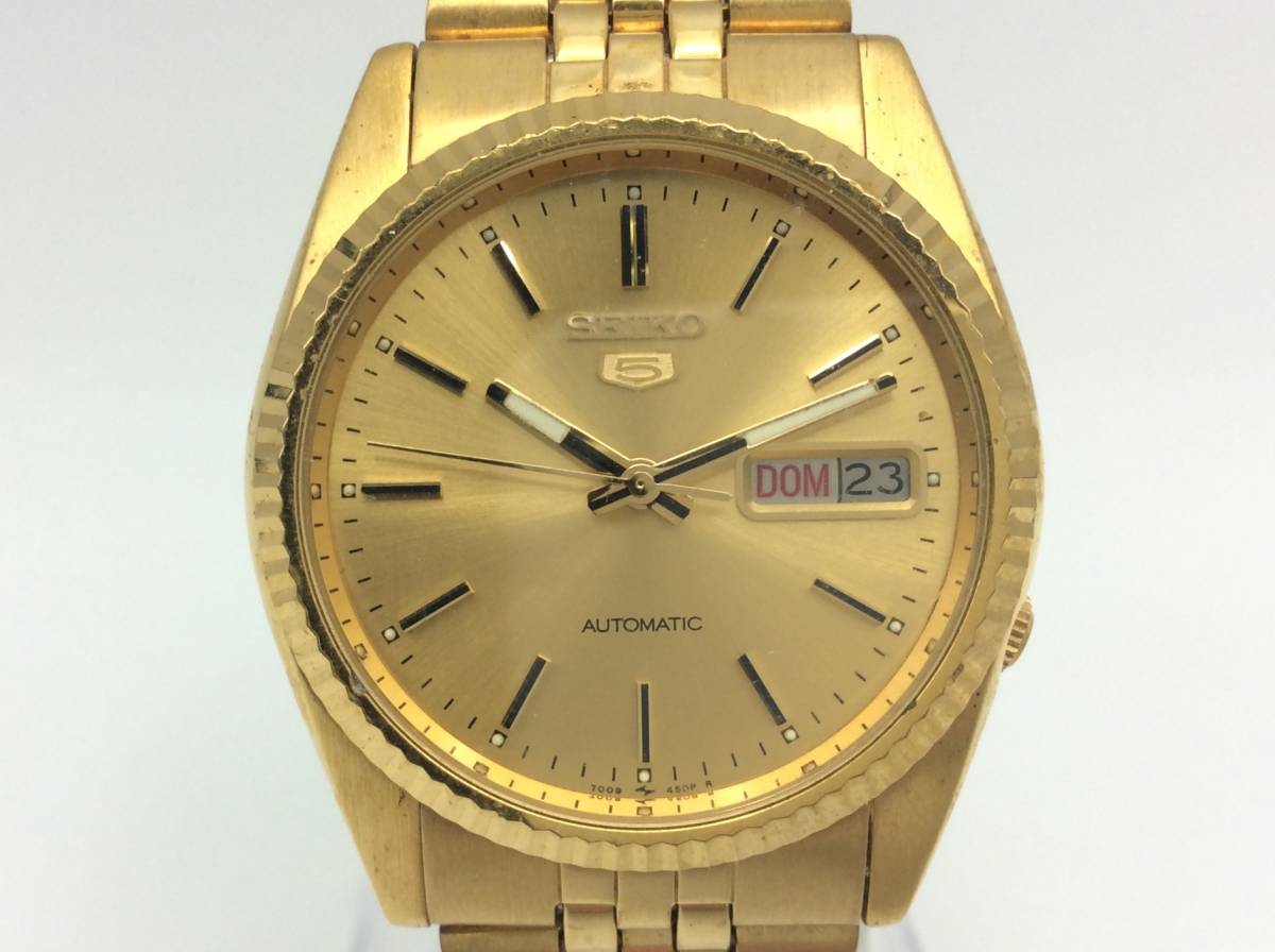 D18□【AT/稼働】セイコー 5 腕時計 SEIKO 7009-3110 自動巻き 中古 