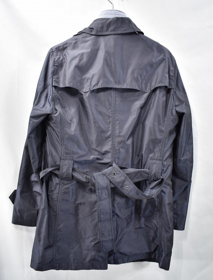 BARNEYS NEW YORK】ウールベスト付ナイロン系ステンカラーコート46紺