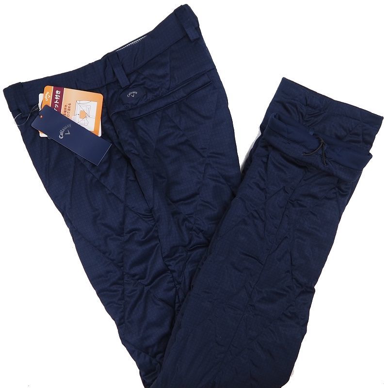 N897 新品 キャロウェイ 秋冬 スターストレッチ 中綿 テーパード パンツ M 紺 Callaway ゴルフウェア 撥水 防風 透湿 カイロポケット