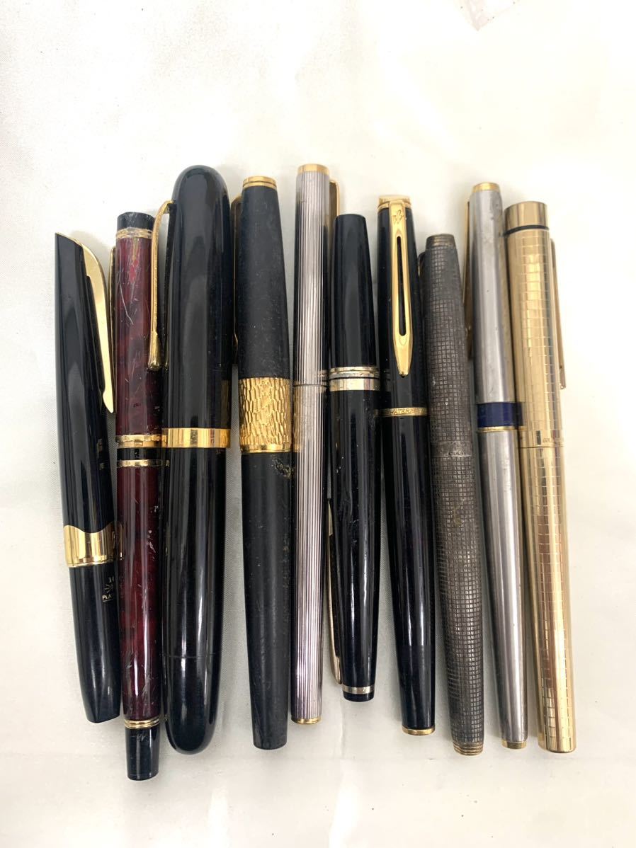 0107-41y★万年筆まとめて　10本　watermanパイロット　モンブラン　パーカーなど　ぼぼ金刻印あり