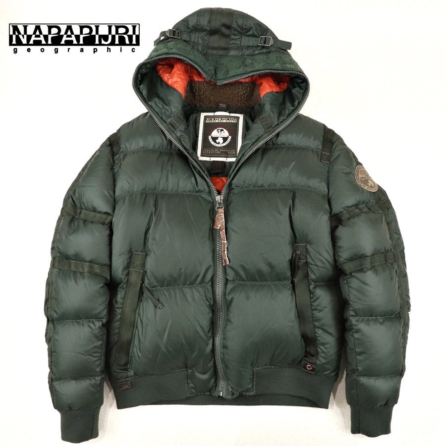 美品 国内正規品 NAPAPIJRI ナパピリ レザーワッペン付き フーディー