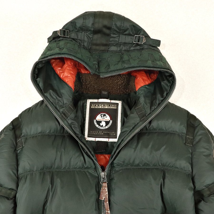 美品 国内正規品 NAPAPIJRI ナパピリ レザーワッペン付き フーディー