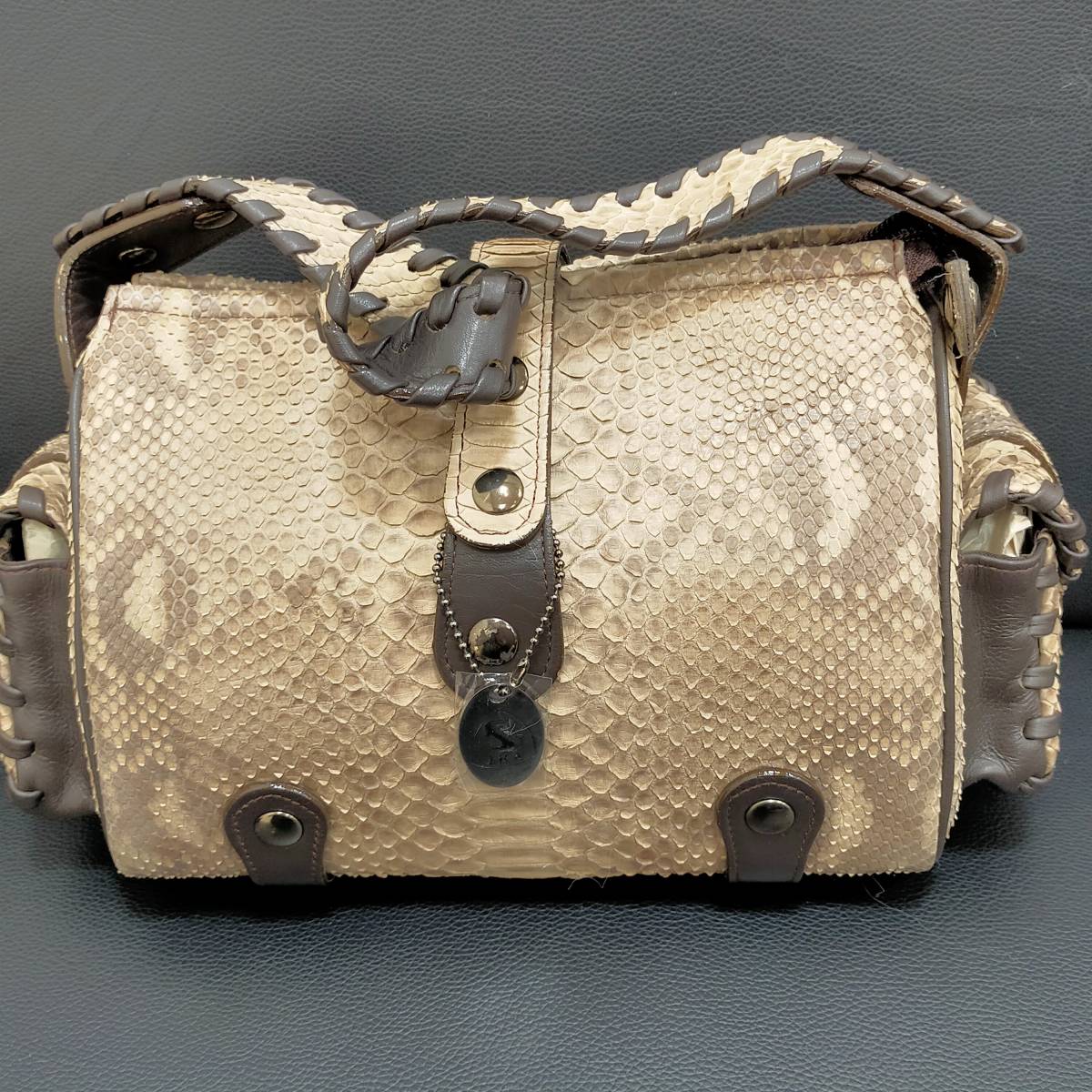 8125 美品 【JRA】 オーストリッチ 本革レザー ハンドバッグ 