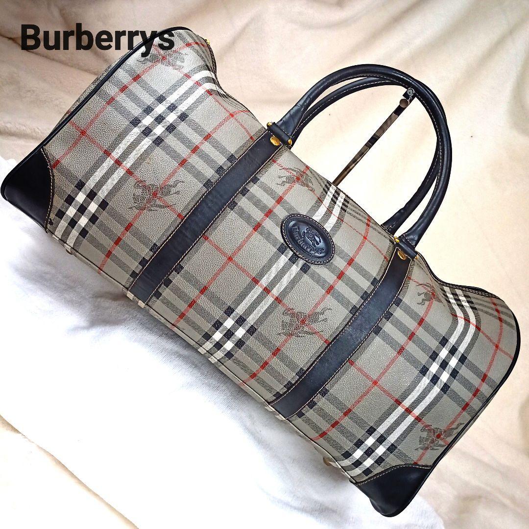 1円【希少】BURBERRY バーバリー ボストンバッグ トラベル 旅行バッグ