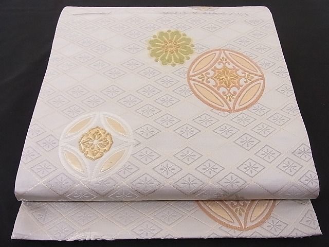 着物屋こころ□六通柄袋帯 唐織 花丸文 金糸 正絹 逸品 B-cy1874 着物