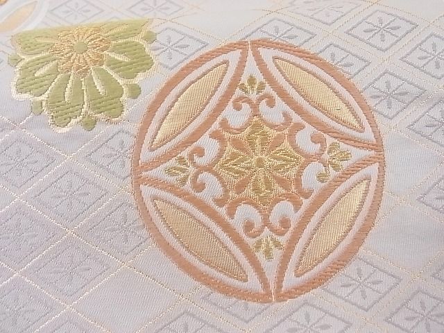 着物屋こころ□六通柄袋帯 唐織 花丸文 金糸 正絹 逸品 B-cy1874 着物