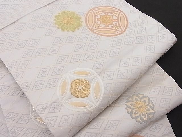 着物屋こころ□六通柄袋帯 唐織 花丸文 金糸 正絹 逸品 B-cy1874 着物