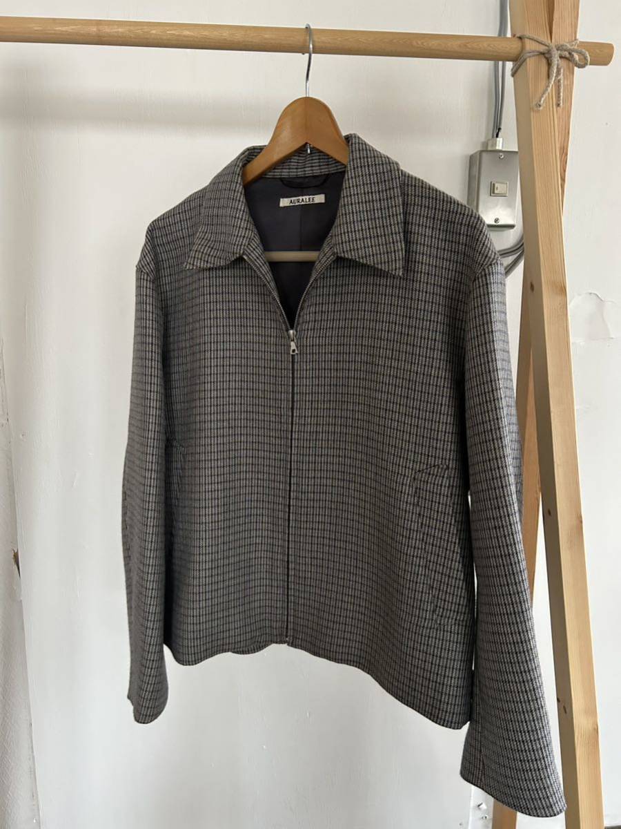 オーラリー AURALEE DOUBLE FACE CHECK ZIP BLOUSON サイズ3