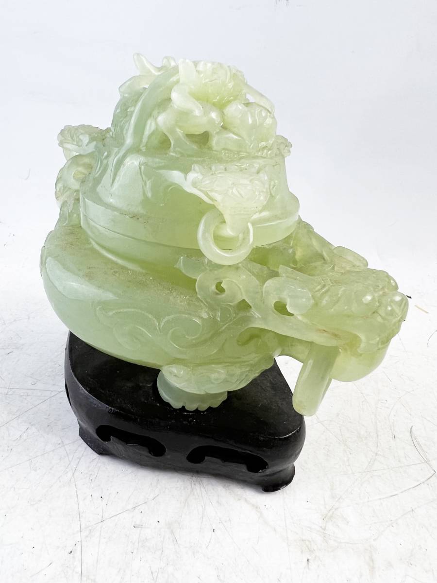 時代物 古美術 中国古玩 香道具 古玩 翡翠 龍 三足 中国香炉 中国美術