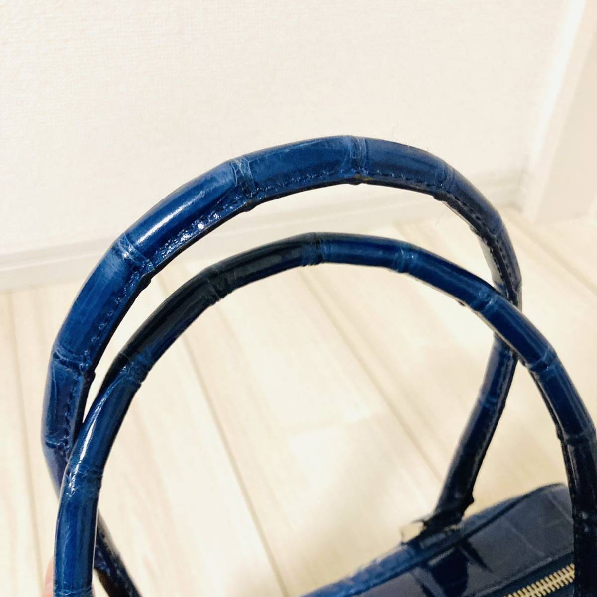 ☆極美品☆ クロコダイル クロコ ワニ革 鰐革 ハンドバッグ センター 