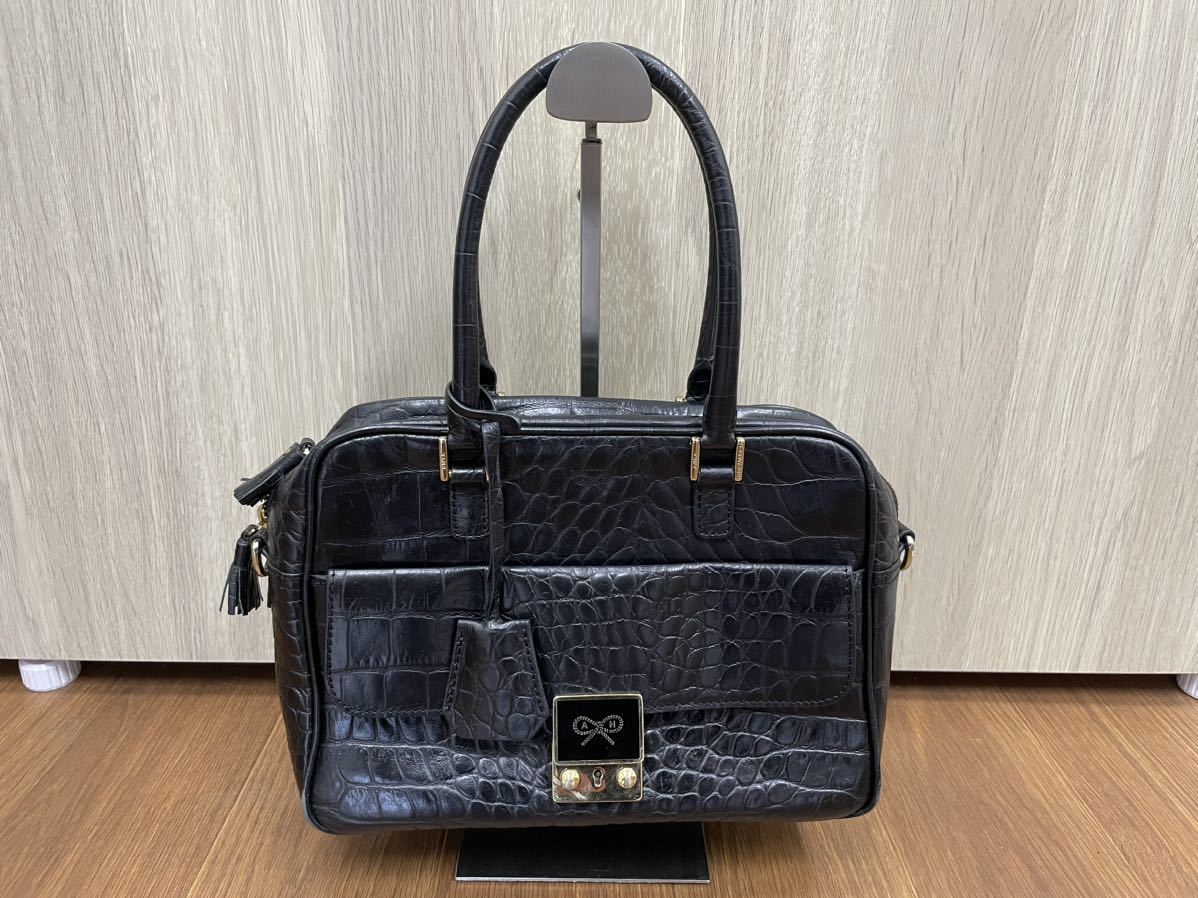 2015】1円～ Anya Hindmarch アニヤ・ハインドマーチ レザー クロコ型 