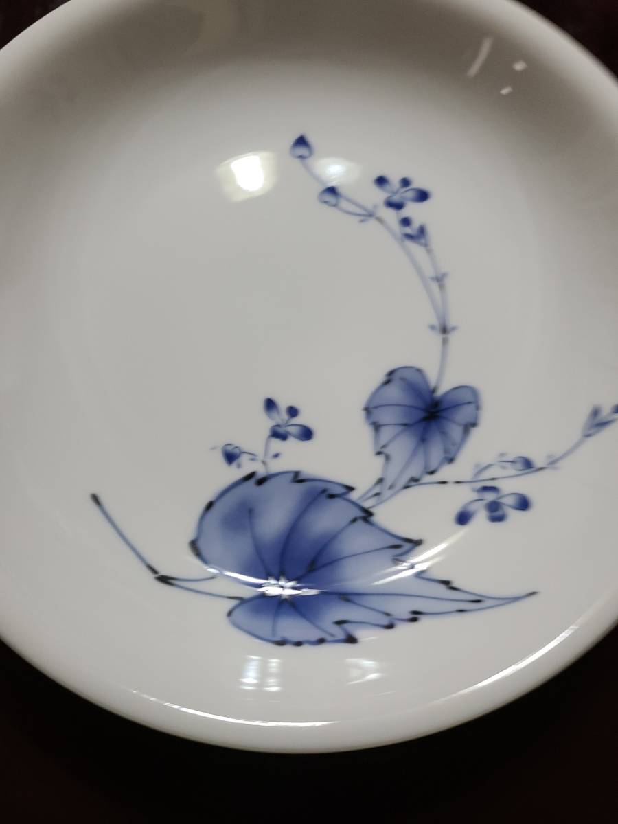 香蘭社染付三花・パスタ皿_4