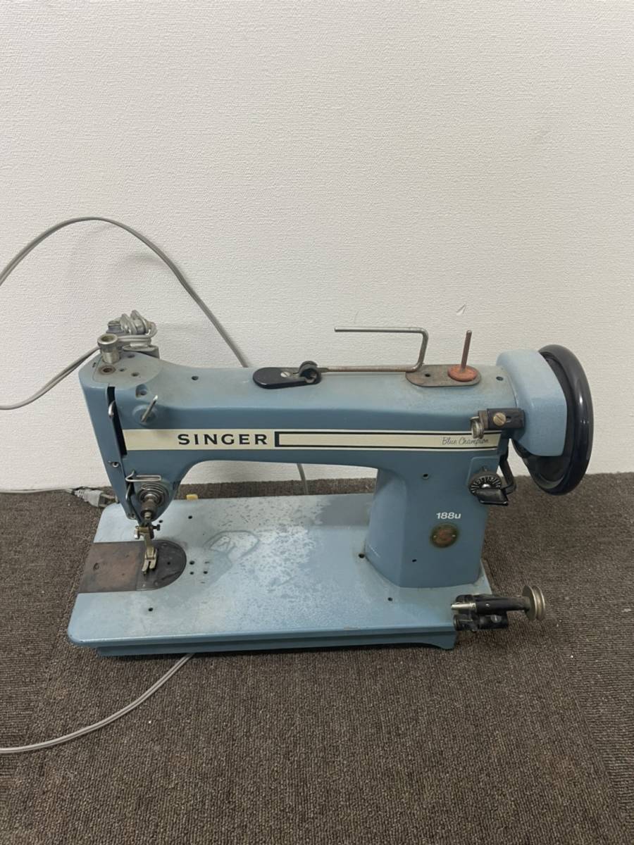 1円 益 SINGER シンガー 工業用 ミシン 188U ブルー 現状品 アンティーク ミシン　4