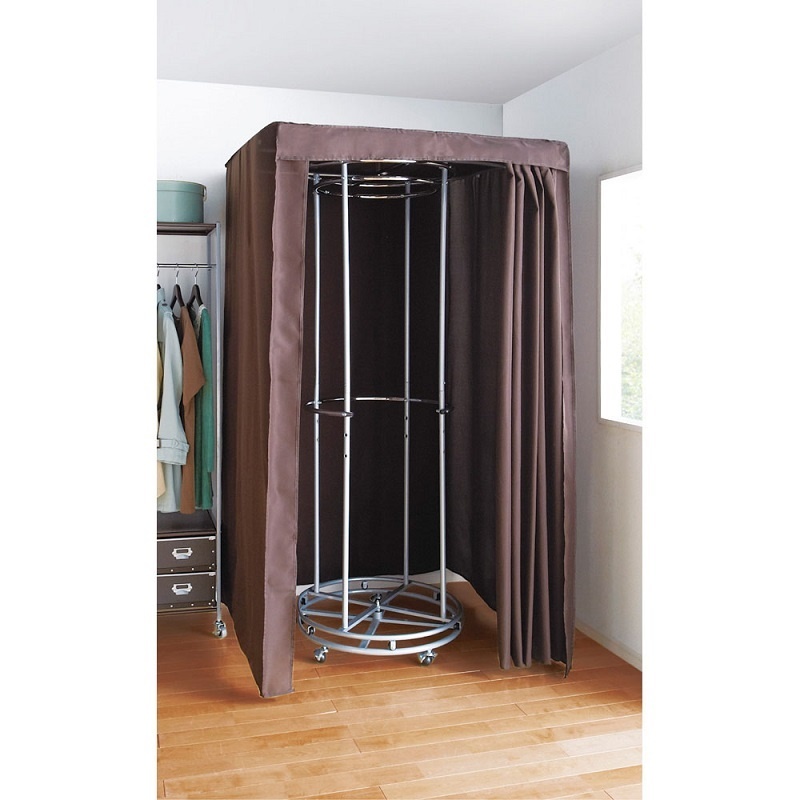 ★100円★超頑丈★回転式ダブルハンガ-ラックで収納1.5倍★洗えるカバー付き★W115Cm／D115Cm／H201Cm★