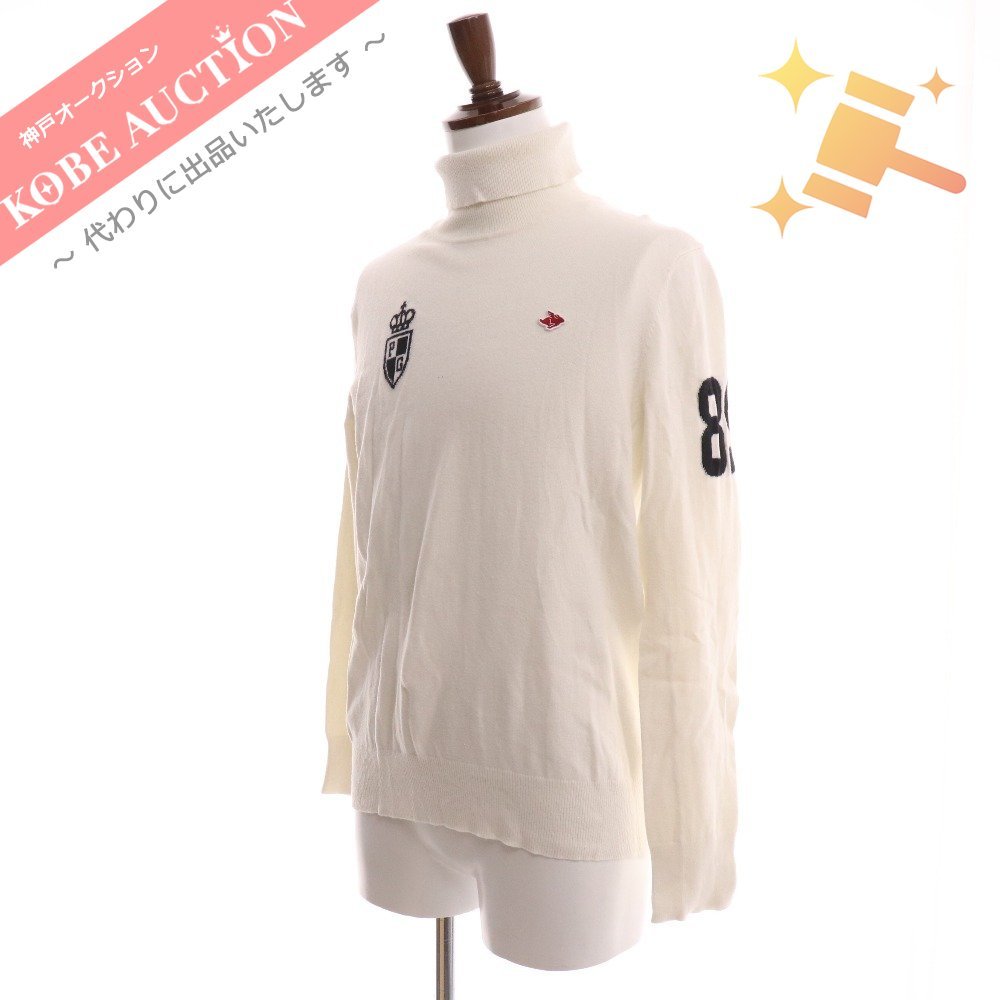 美品 パーリーゲイツ メンズ タートルネック ニット サイズ4 レッド